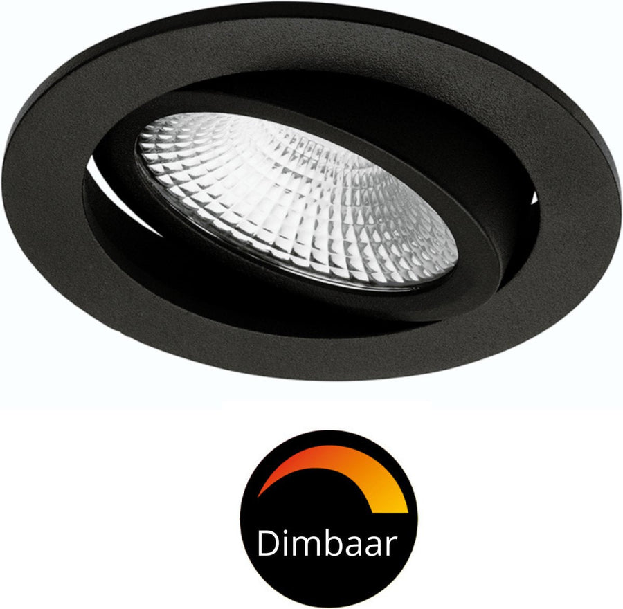 6 PACK - LED's Light Pro LED Inbouwspot Zwart - DimToWarm - Ø 68mm - Kantelbaar - Warm wit licht - CRI95- Dimbaar Inbouwspots led.gl