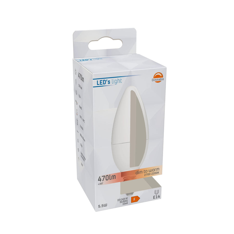 Dimbare E14 LED kaarsLamp - Dimbaar naar extra warm wit - 1 lamp Dimbare lampen led.gl