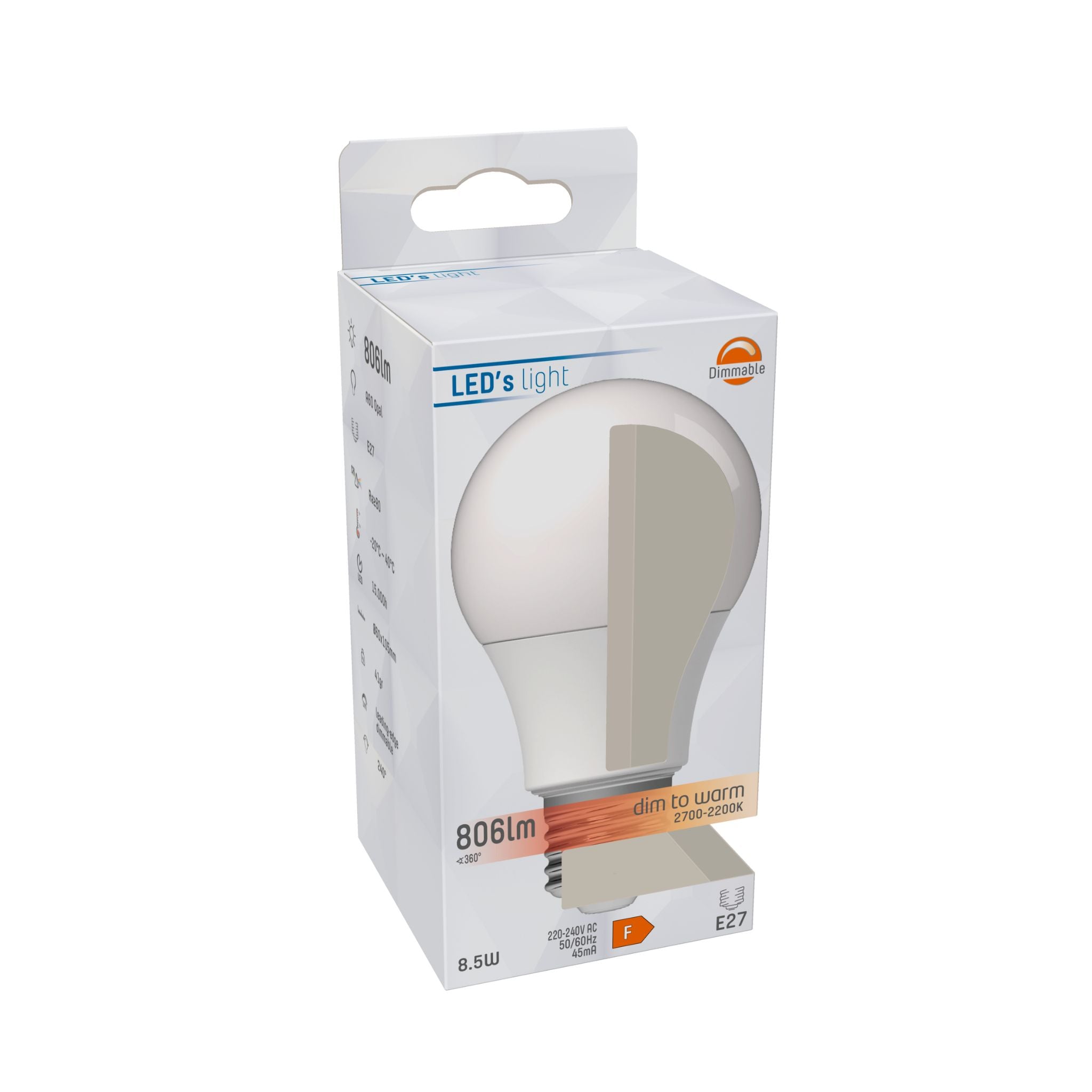 Dimbare LED Lamp E27 - Dimbaar naar extra warm wit - 1 lamp Dimbare lampen led.gl