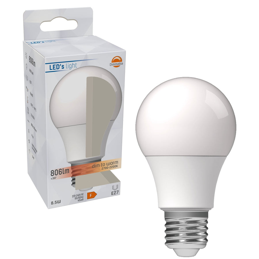 Dimbare LED Lamp E27 - Dimbaar naar extra warm wit - 1 lamp Dimbare lampen led.gl