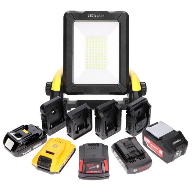 LED's Work 18V Draadloze LED Werklamp 2900 - Werkt op accu van Makita, Bosch, Dewalt, Milwaukee, Metabo – IP54 Bouwlampen led.gl