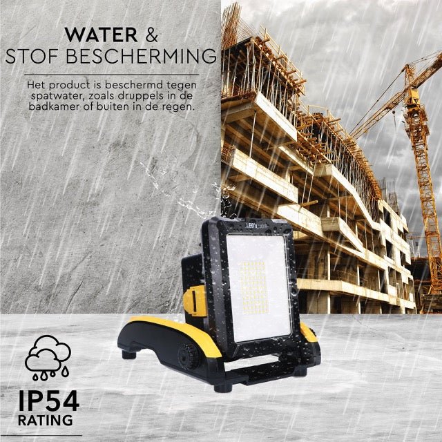LED's Work 18V Draadloze LED Werklamp 2900 - Werkt op accu van Makita, Bosch, Dewalt, Milwaukee, Metabo – IP54 Bouwlampen led.gl