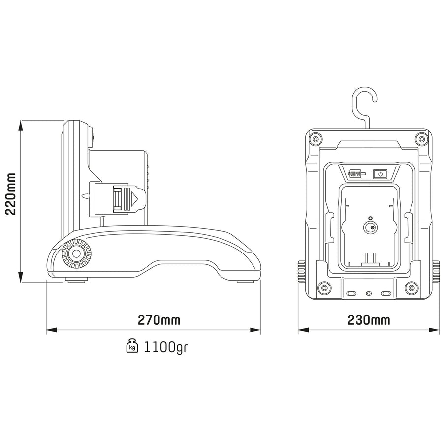 LED's Work 18V Draadloze LED Werklamp 2900 - Werkt op accu van Makita, Bosch, Dewalt, Milwaukee, Metabo – IP54 Bouwlampen led.gl