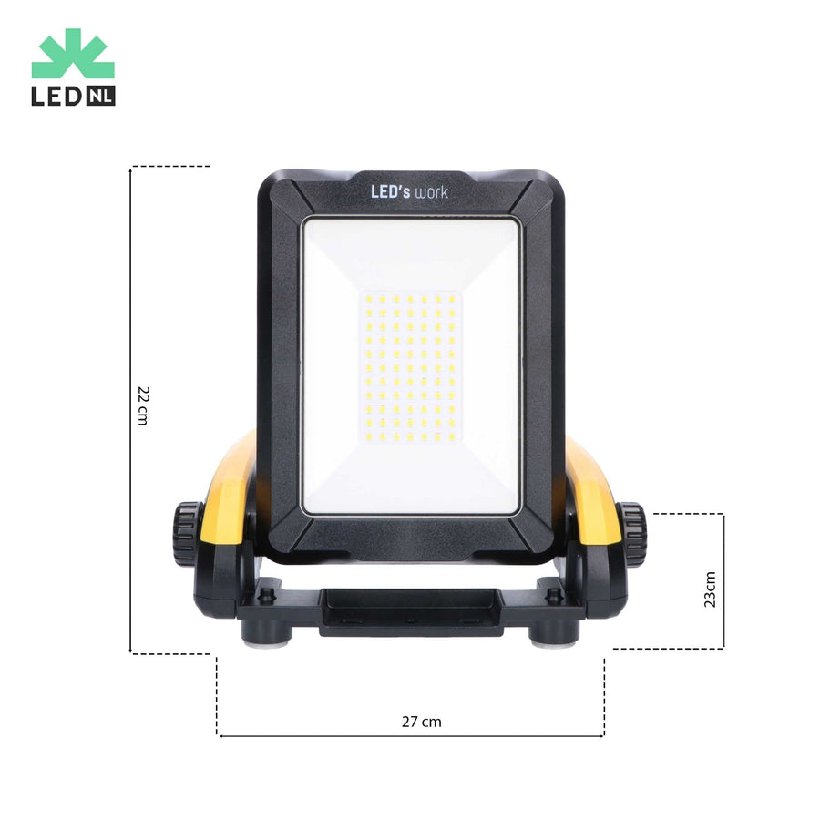 LED's Work 18V Draadloze LED Werklamp 2900 - Werkt op accu van Makita, Bosch, Dewalt, Milwaukee, Metabo – IP54 Bouwlampen led.gl