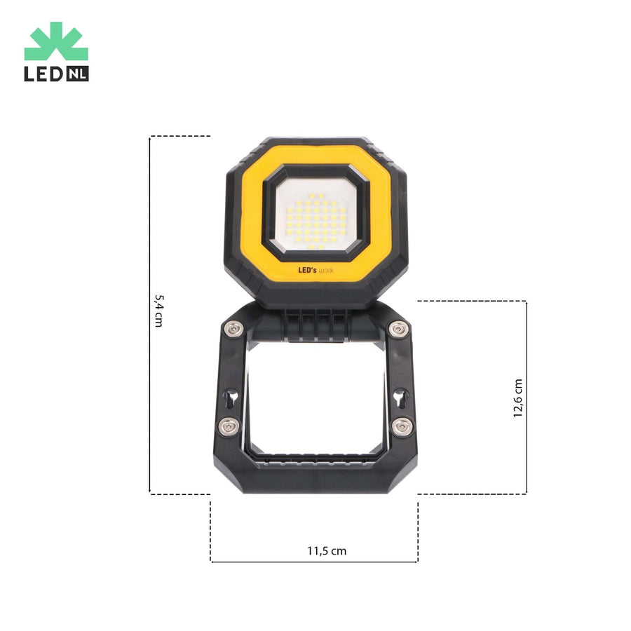 LED's Work Draagbare LED Bouwlamp 750 - Met accu oplaadbaar – Dimbaar in 3 standen - IP54 Werklampen led.gl