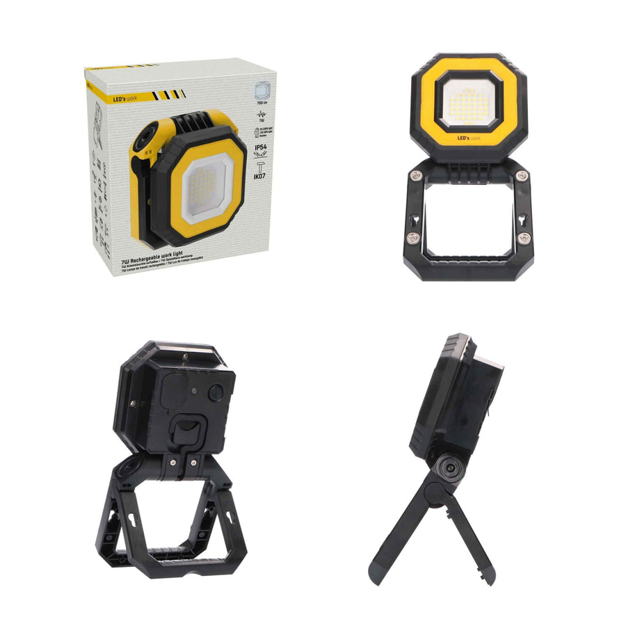 LED's Work Draagbare LED Bouwlamp 750 - Met accu oplaadbaar – Dimbaar in 3 standen - IP54 Werklampen led.gl
