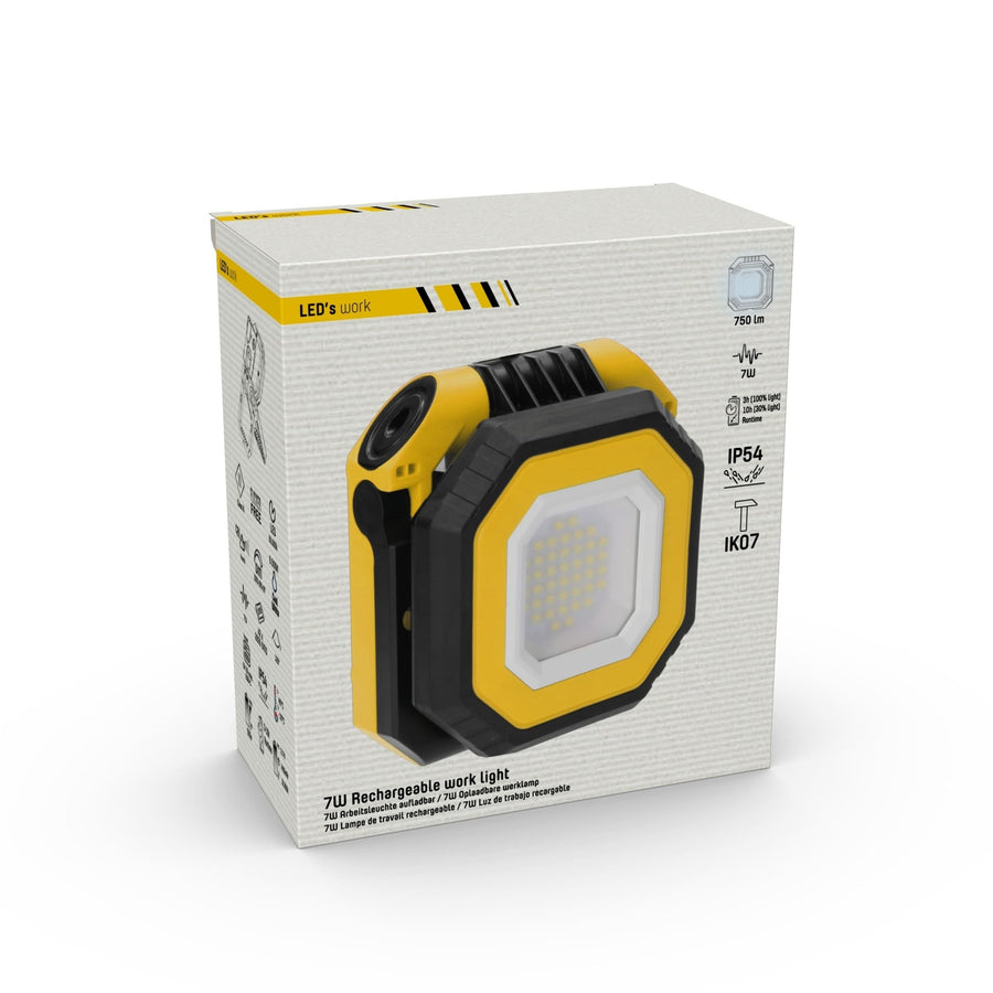 LED's Work Draagbare LED Bouwlamp 750 - Met accu oplaadbaar – Dimbaar in 3 standen - IP54 Werklampen led.gl