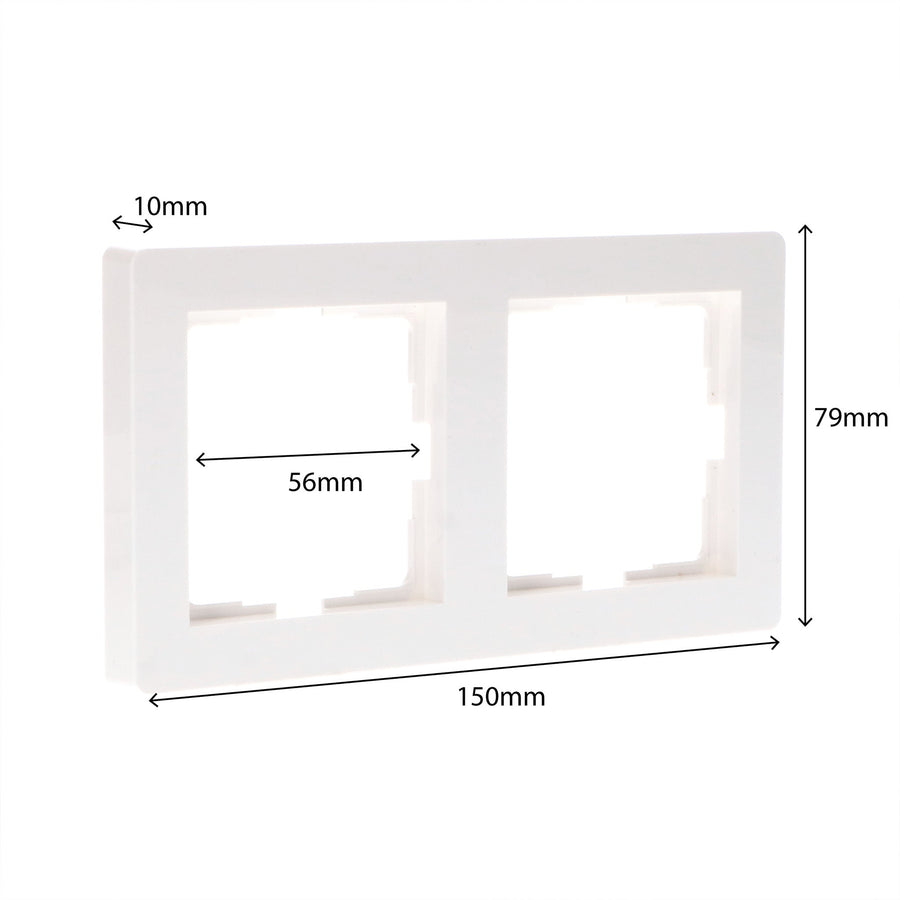 Dubbelframe voor wandcontactdoos - Universeel - 55 x 55 mm - Wit Stekkers led.gl