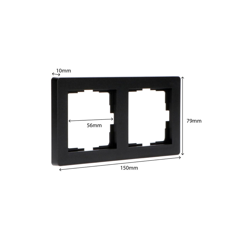 Dubbelframe voor wandcontactdoos - Universeel - 55 x 55 mm - Zwart Stekkers led.gl
