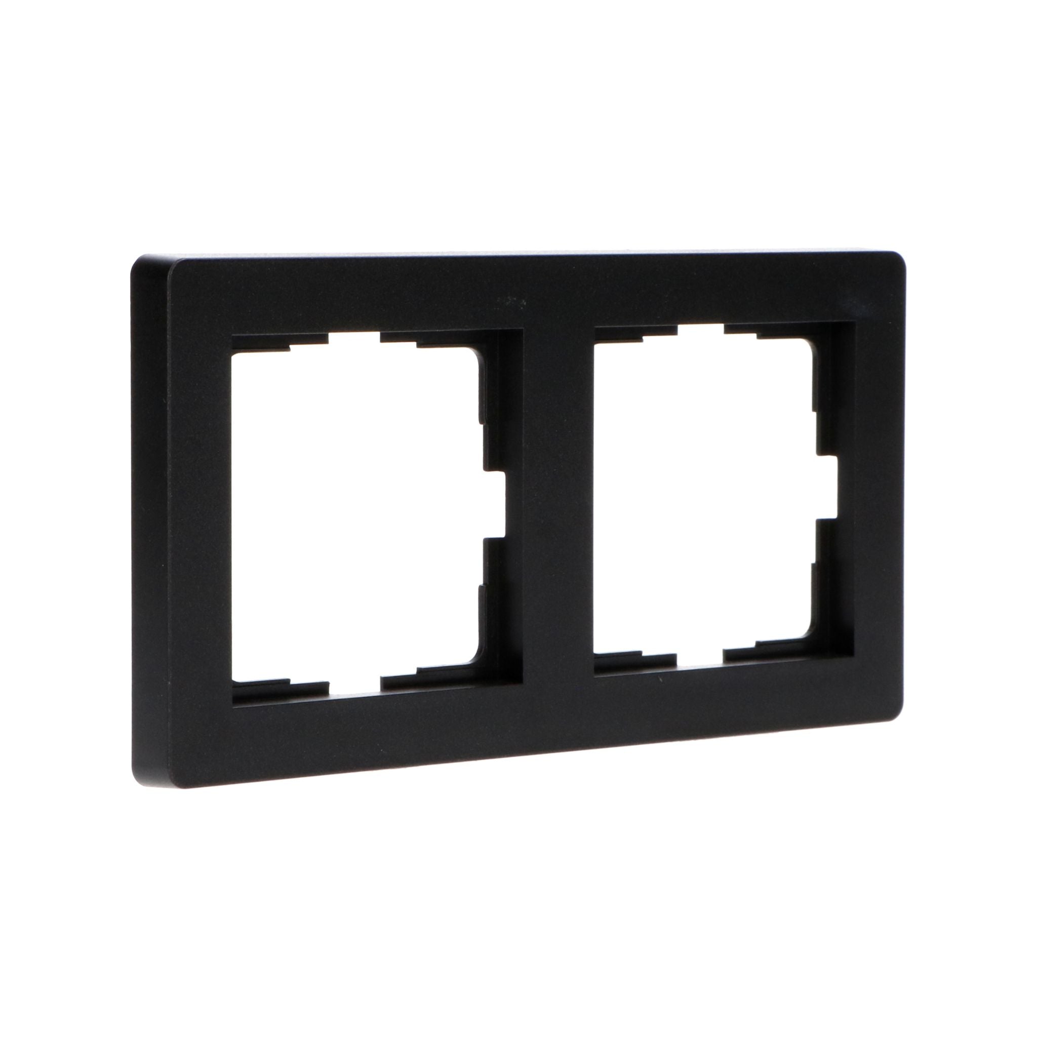 Dubbelframe voor wandcontactdoos - Universeel - 55 x 55 mm - Zwart Stekkers led.gl