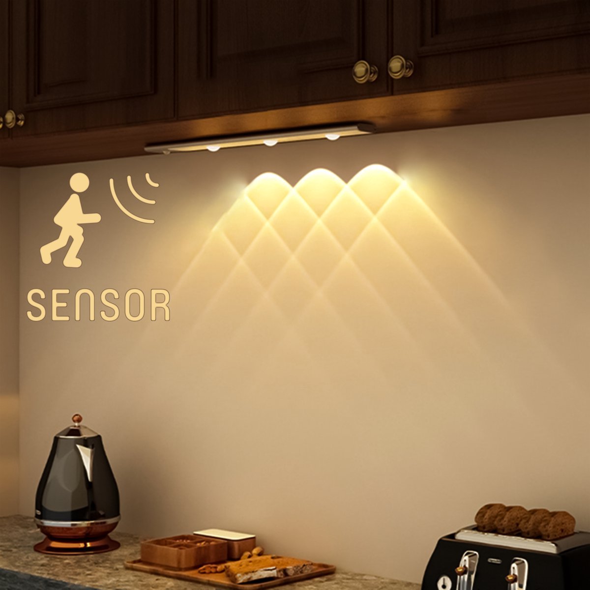 LED's Light EasyFix Kastverlichting onderbouwverlichting met Bewegingssensor - RGB functie - 3 lichtpunten - Draadloos en oplaadbaar - 35 cm Kastverlichting led.gl