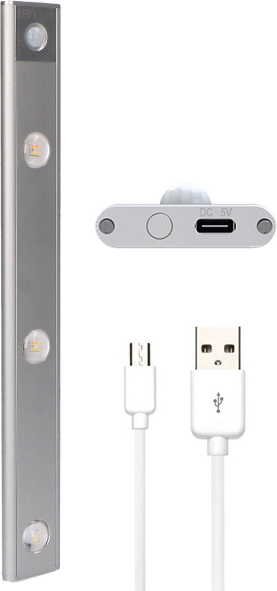 LED's Light EasyFix Kastverlichting onderbouwverlichting met Bewegingssensor - RGB functie - 3 lichtpunten - Draadloos en oplaadbaar - 35 cm Kastverlichting led.gl
