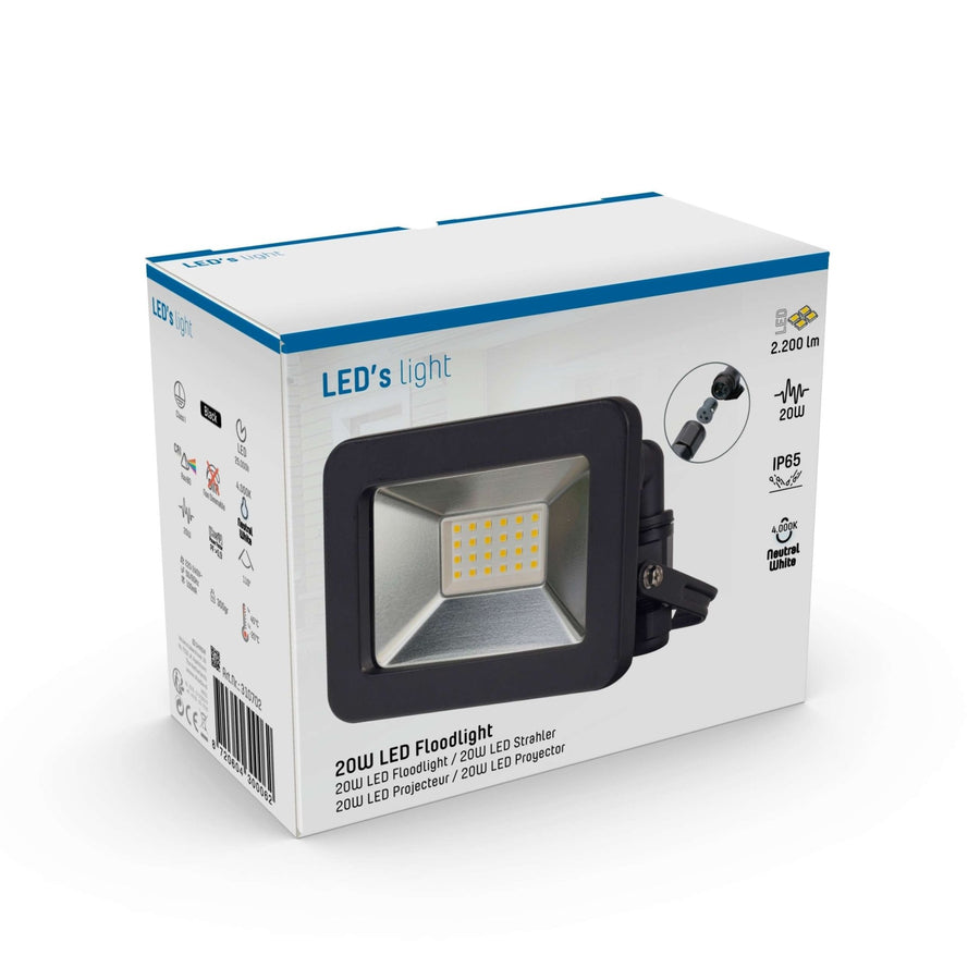 LED's Light Verstralers 2200 - Waterdicht IP65 - 20W - Zwart Schijnwerpers led.gl