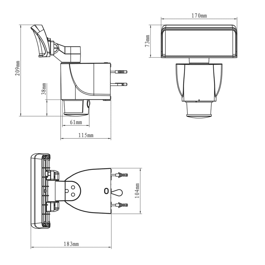 LED's Light LED Schijnwerper met Sensor - Automatische bewegingsvolging - Zwart Lichtbronnen led.gl