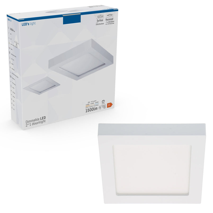 LED's Light Inbouw/Opbouw LED Plafondlamp CCT Ø 20 cm vierkant - Dimbaar - warm en koud wit - Zaagmaat 200×200mm – Wit Plafondlampen led.gl