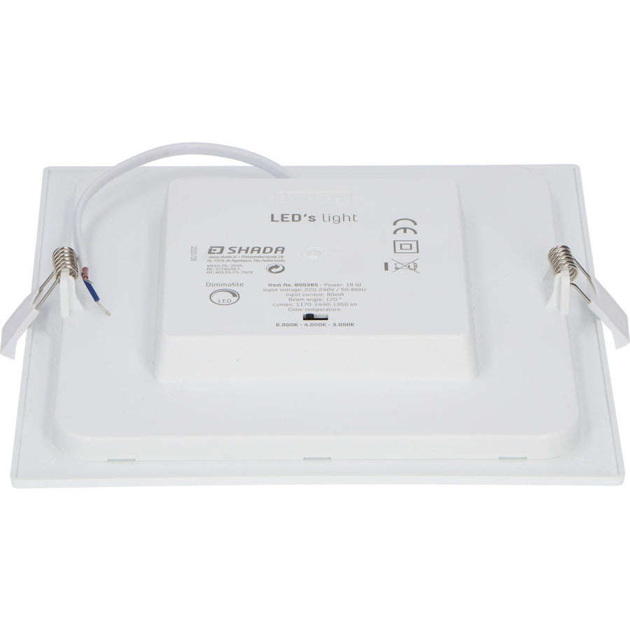 LED's Light Inbouw/Opbouw LED Plafondlamp CCT Ø 20 cm vierkant - Dimbaar - warm en koud wit - Zaagmaat 200×200mm – Wit Plafondlampen led.gl