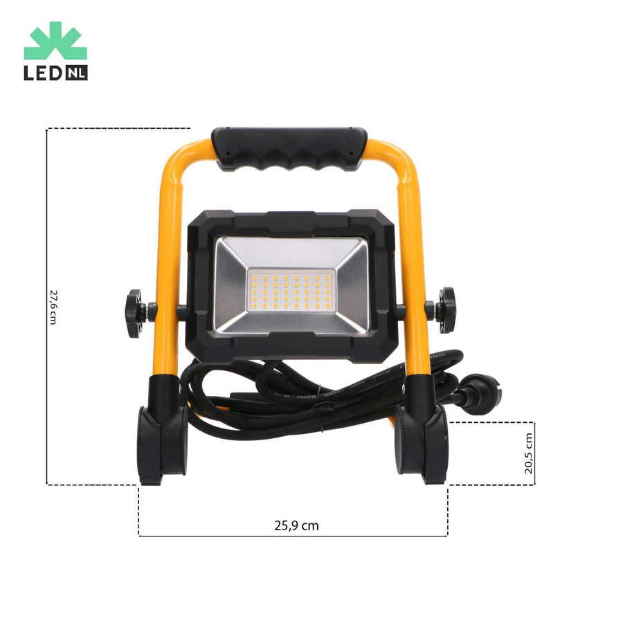 LED's Work Bouwlamp 3300 - Inklapbaar & Kantelbaar - 3 meter snoer - IP65 - 30W Bouwlampen led.gl