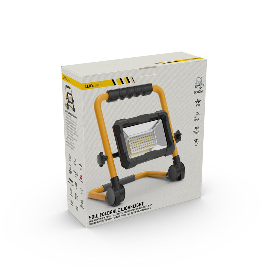 LED's Work Bouwlamp 5500 - Inklapbaar & Kantelbaar - 3 meter snoer - IP65 - 30W Bouwlampen led.gl