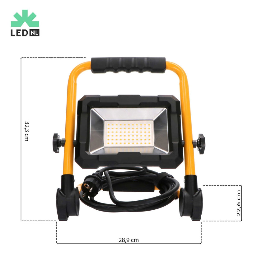 LED's Work Bouwlamp 5500 - Inklapbaar & Kantelbaar - 3 meter snoer - IP65 - 30W Bouwlampen led.gl