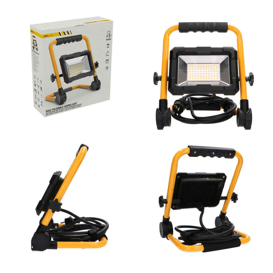 LED's Work Bouwlamp 5500 - Inklapbaar & Kantelbaar - 3 meter snoer - IP65 - 30W Bouwlampen led.gl