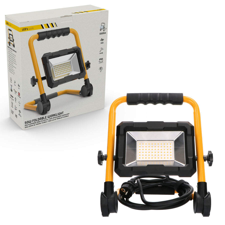 LED's Work Bouwlamp 5500 - Inklapbaar & Kantelbaar - 3 meter snoer - IP65 - 30W Bouwlampen led.gl