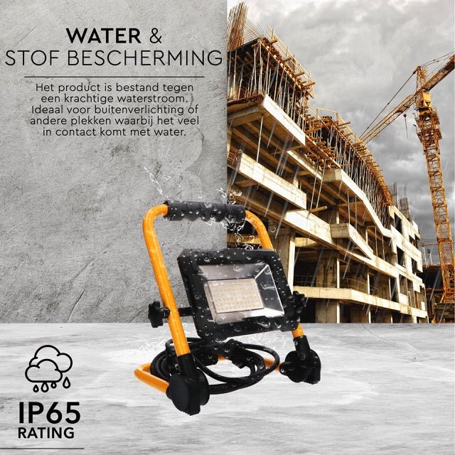 LED's Work Bouwlamp 5500 - Inklapbaar & Kantelbaar - 3 meter snoer - IP65 - 30W Bouwlampen led.gl