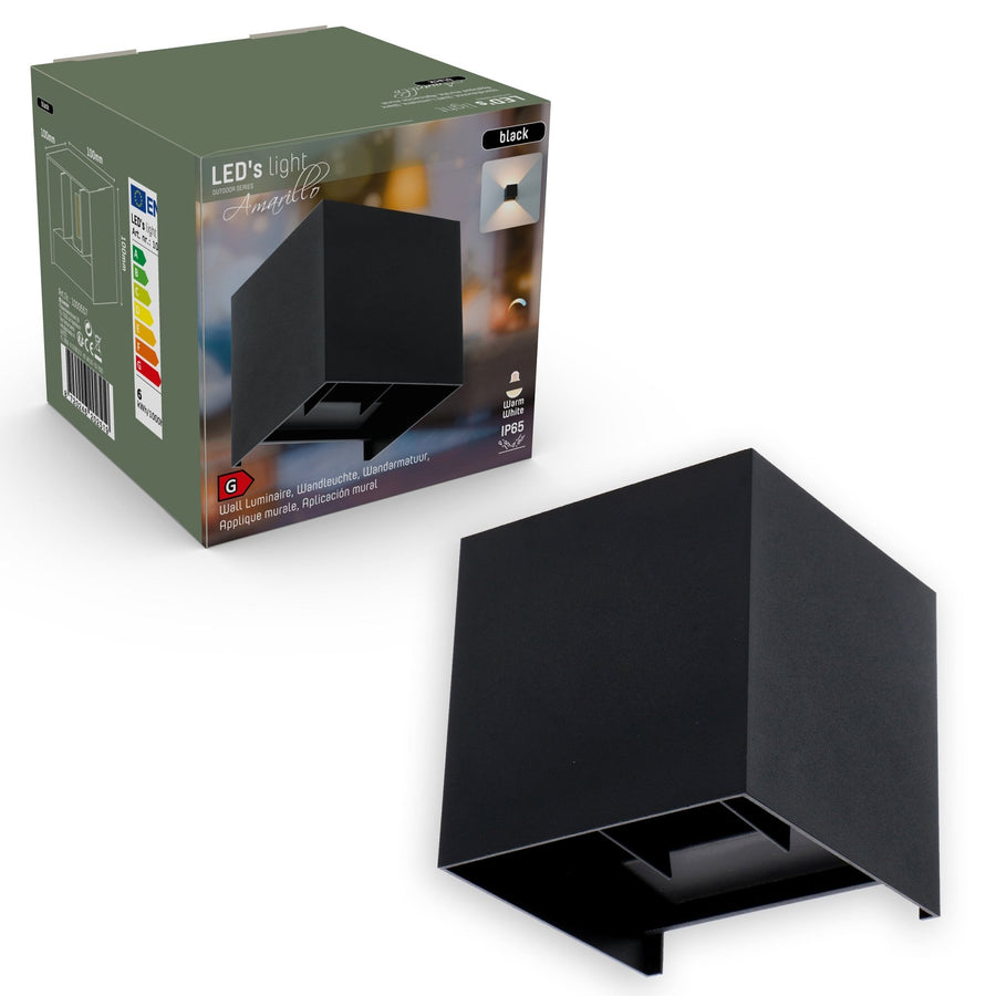 2 pack - LED's Light Kubus LED Wandlamp buiten - 2 lichts - Dimbaar en instelbare lichtkleur - IP65 Waterdicht - Zwart Wandlampen led.gl