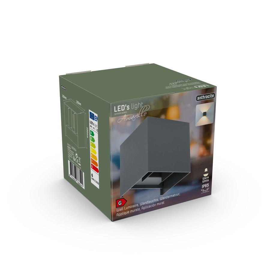 3 pack - LED's Light Kubus LED Wandlamp voor buiten - 2 lichts - IP65 Waterdicht - Warm wit licht - Antraciet Wandlampen led.gl