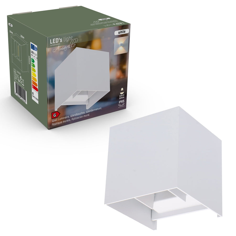 3 pack - LED's Light Kubus LED Wandlamp buiten - 2 lichts - IP65 Waterdicht - Warm wit licht - Wit Wandlampen led.gl