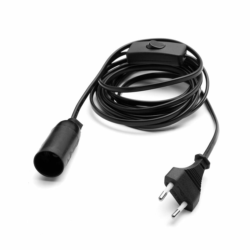 Lampfitting E14 met schakelaar - 3.5 meter snoer met stekker - Hanglamp zwart Hanglampen led.gl