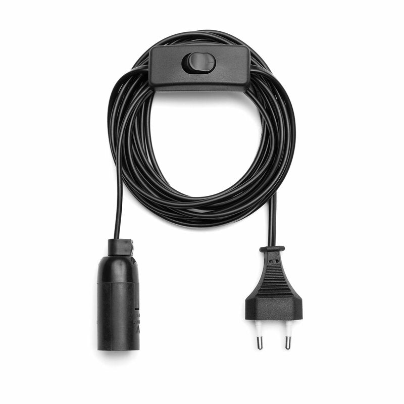 Lampfitting E14 met schakelaar - 3.5 meter snoer met stekker - Hanglamp zwart Hanglampen led.gl