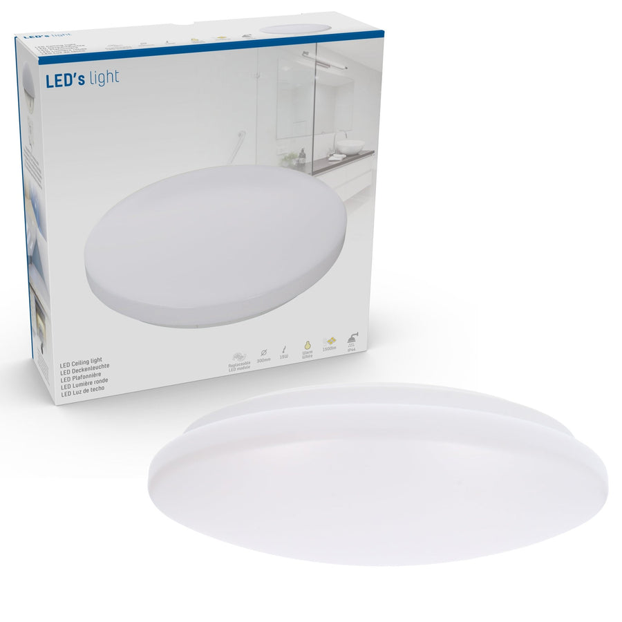 LED's Light Universele Plafondlamp 1500 - Geschikt voor badkamer IP44 - Warm wit (3000K) - 30 cm Plafondlampen led.gl