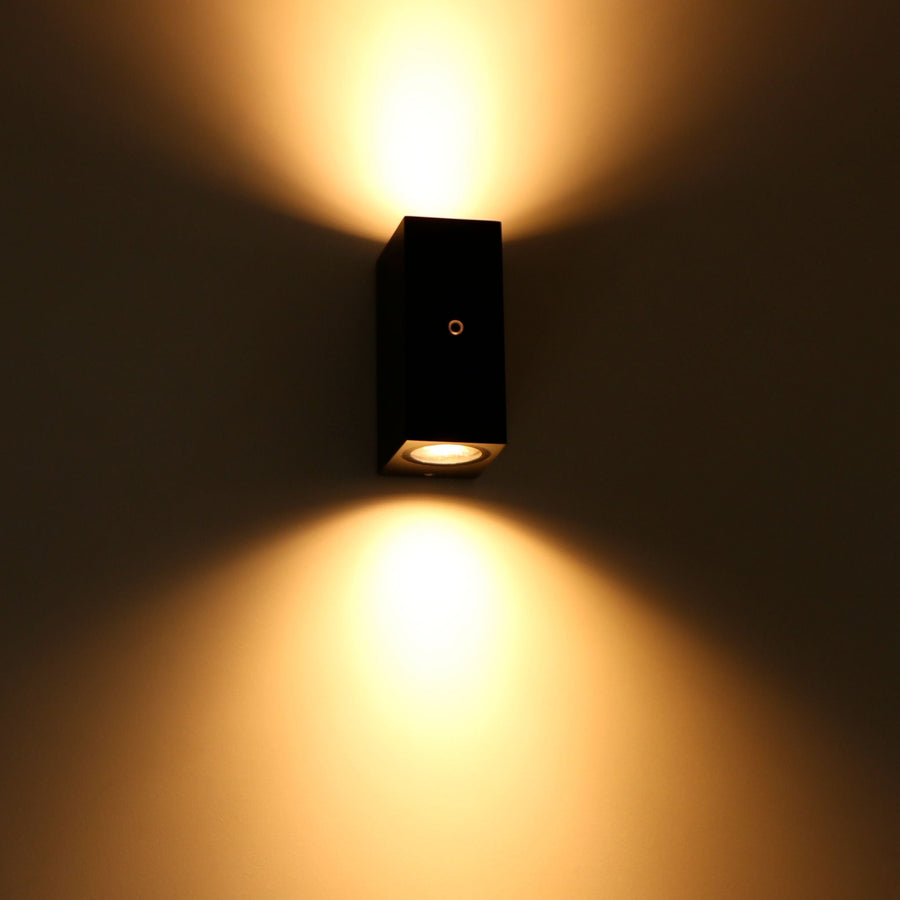 3 pack - LED's Light Up & Down LED Buitenlamp met sensor - IP44 waterdicht - GU10 fitting - Model Napoli - Zwart Buitenlampen led.gl
