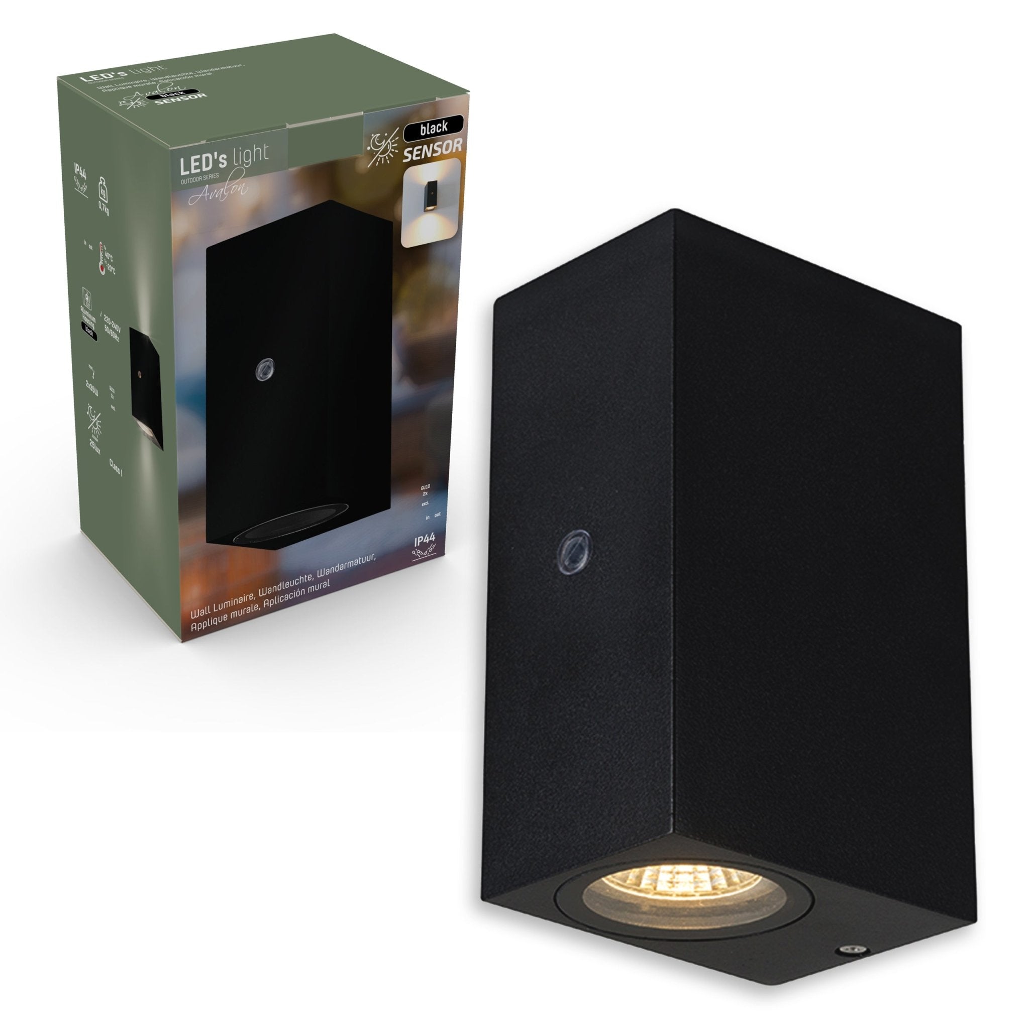 3 pack - LED's Light Up & Down LED Buitenlamp met sensor - IP44 waterdicht - GU10 fitting - Model Napoli - Zwart Buitenlampen led.gl