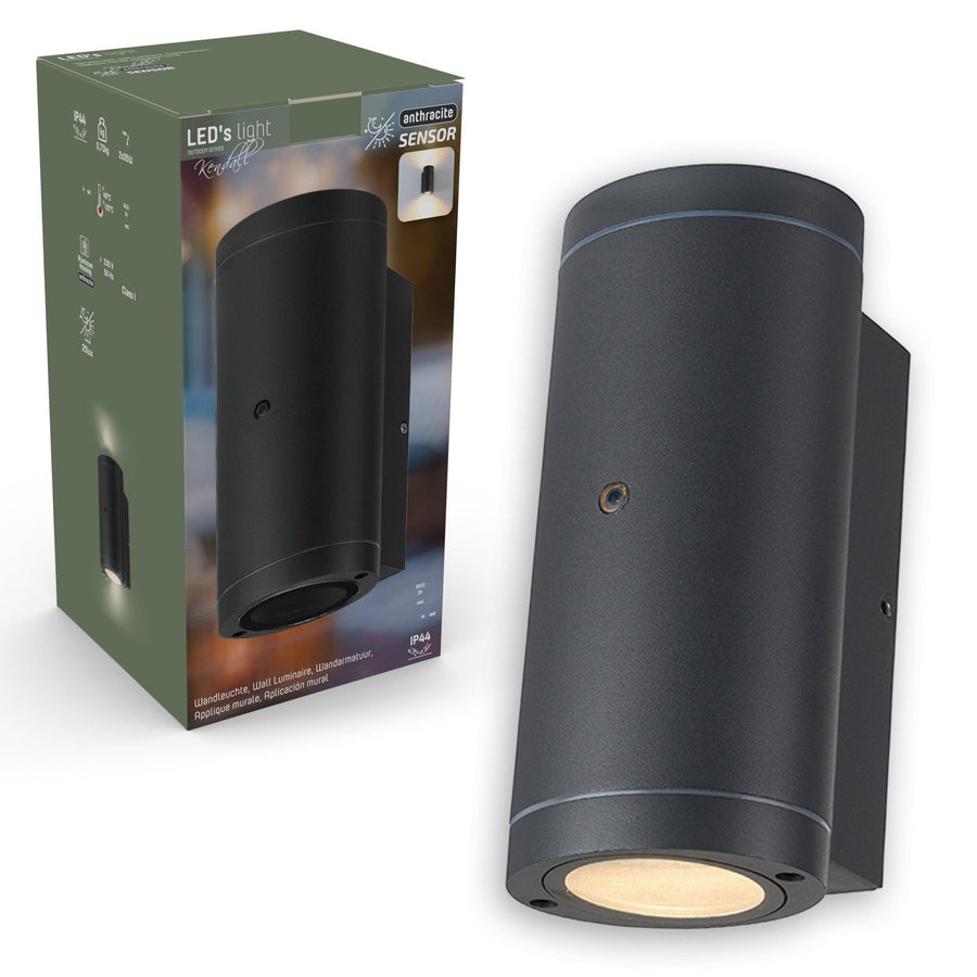 2 pack - LED's Light Up & Down LED Buitenlamp met sensor - IP44 waterdicht - GU10 fitting - Model Venezia - Antraciet Buitenlampen led.gl