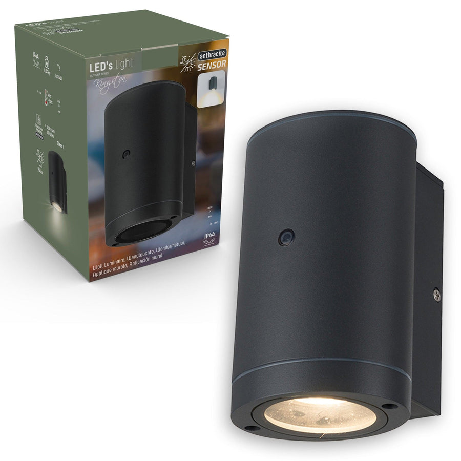 2 pack - LED's Light LED Buitenlamp met sensor - IP44 waterdicht - GU10 fitting - Model Bari - Antraciet Buitenlampen led.gl