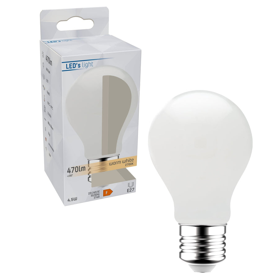 LED Lamp E27 - Mat wit glas - 4W/40W - 470 lm - Warm wit licht LED Filament Lampen led.gl