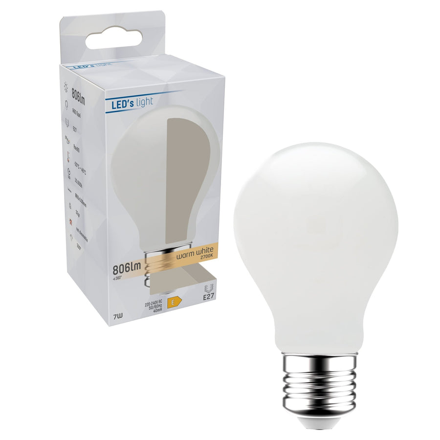 LED Filament Lamp E27 - Melkglas - Warm wit - 7W vervangt 60W LED Filament Lampen led.gl