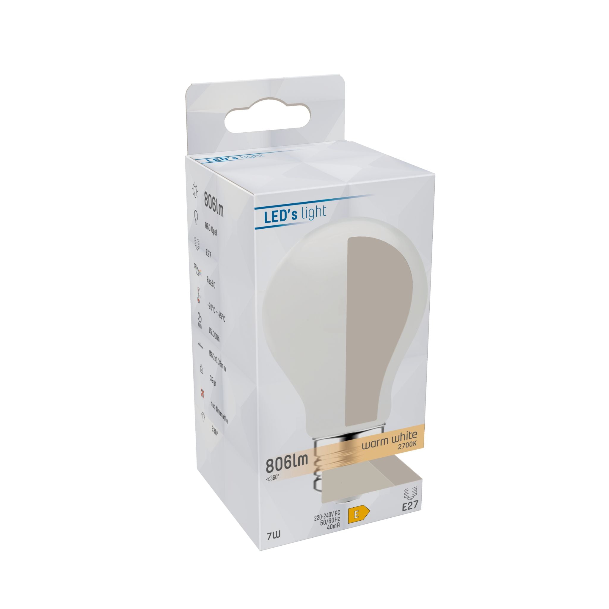 LED Filament Lamp E27 - Melkglas - Warm wit - 7W vervangt 60W LED Filament Lampen led.gl