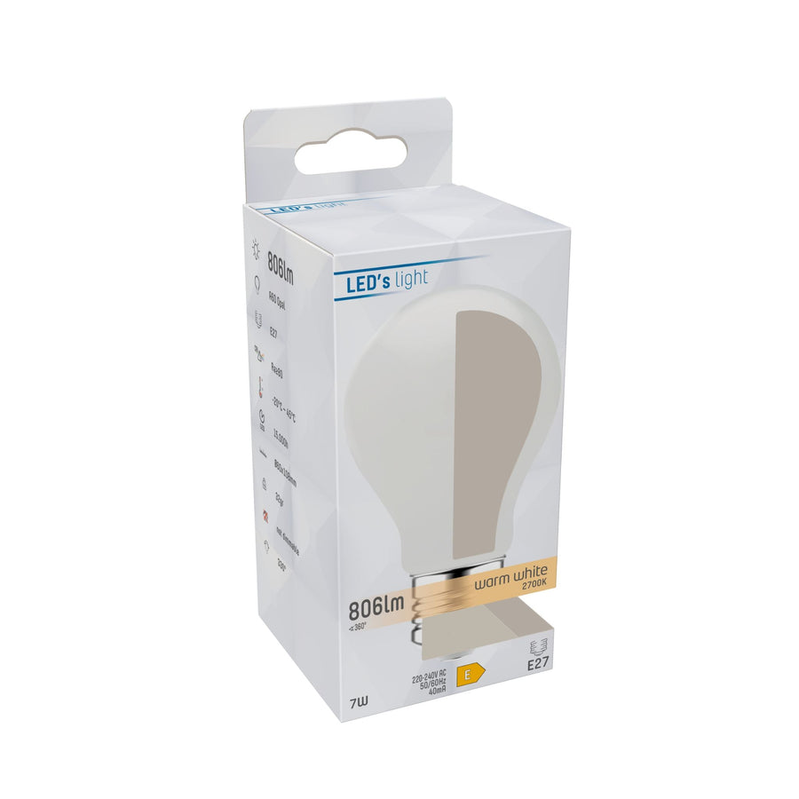 LED Filament Lamp E27 - Melkglas - Warm wit - 7W vervangt 60W LED Filament Lampen led.gl