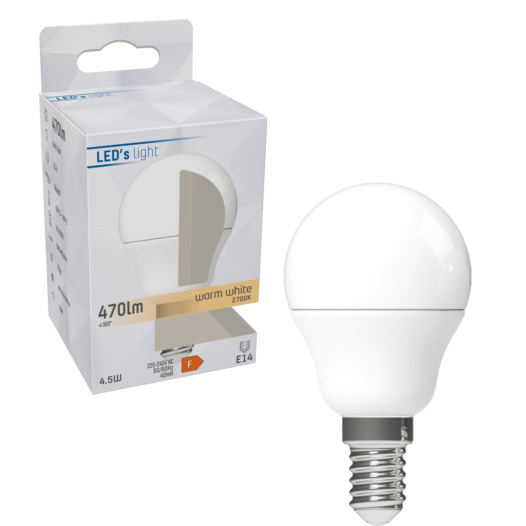 LED E14 Lamp rond - 470 lm - Warm wit licht - 1 lamp Lichtbronnen led.gl