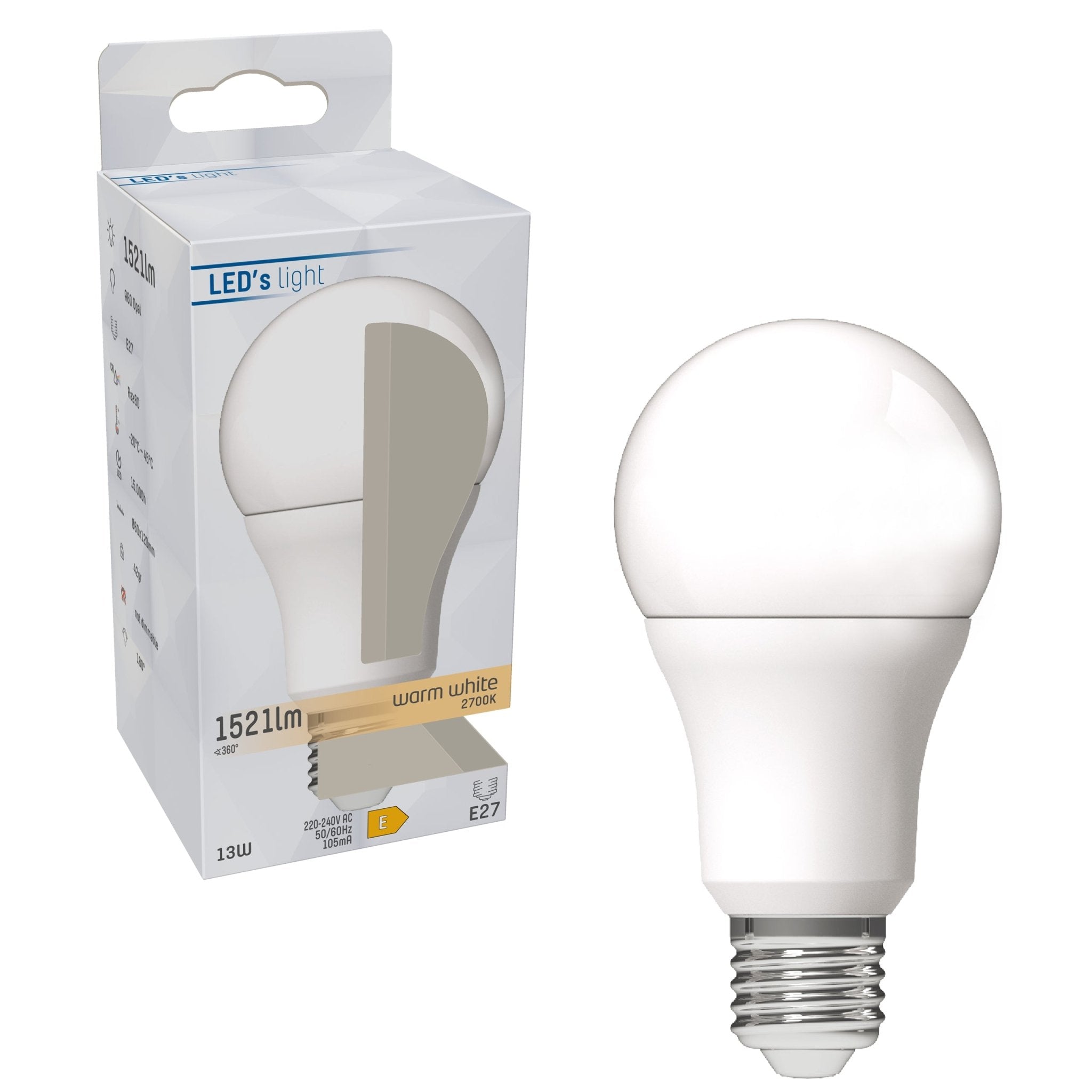 LED Lamp E27 - Mat - Warm wit - 13W vervangt 100W Lichtbronnen led.gl