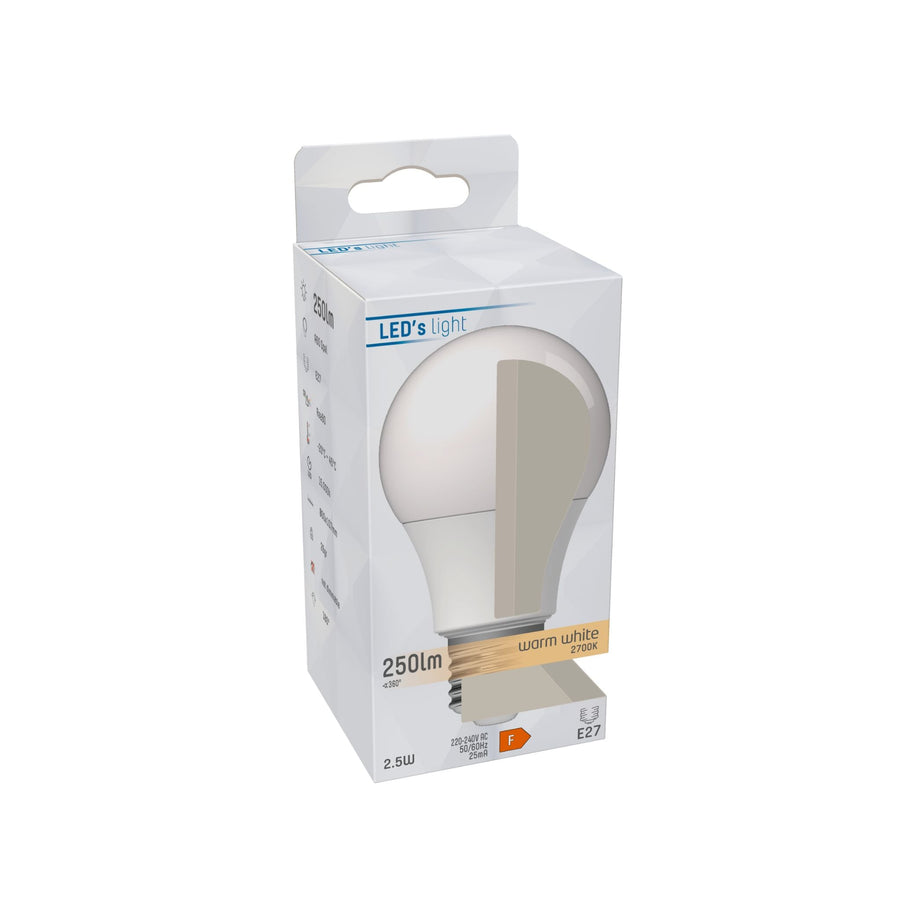 LED Lamp E27 - Mat - Warm wit - 2.5W vervangt 25W Lichtbronnen led.gl