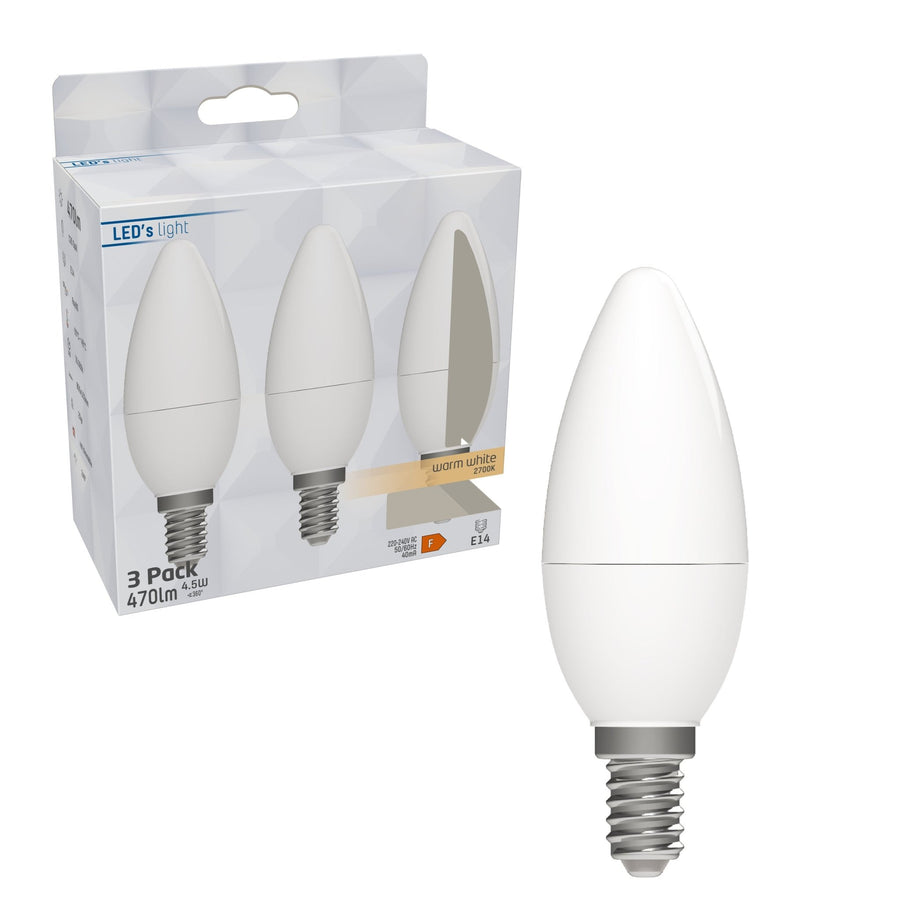 LED lampen met kleine E14 fitting - Warm wit licht - 8W/60W - 3PACK Lichtbronnen led.gl