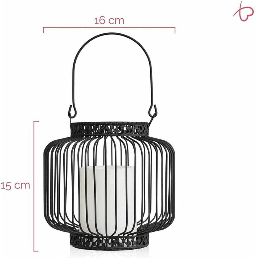 LED Lantaarn basket met LED kaars voor binnen en buiten - Draadloos op batterijen - Zwart Tafellampenen led.gl