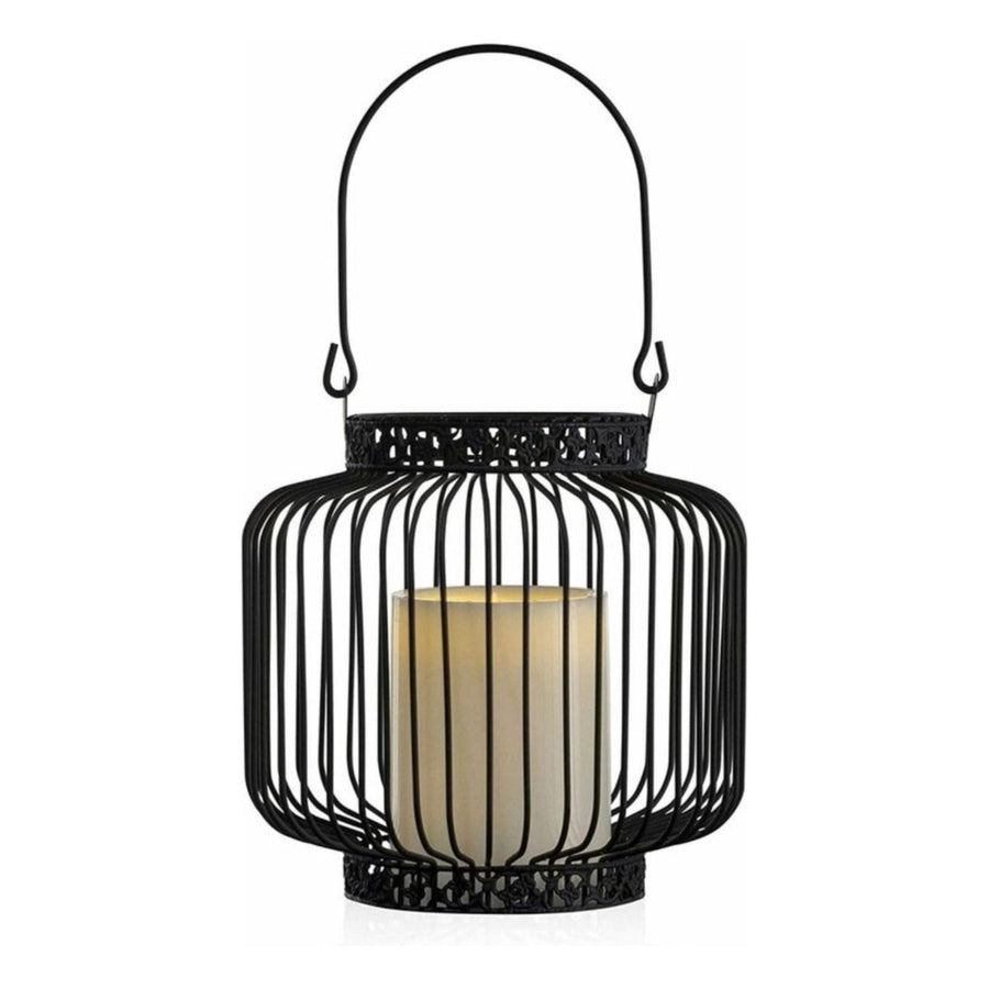 LED Lantaarn basket met LED kaars voor binnen en buiten - Draadloos op batterijen - Zwart Tafellampenen led.gl