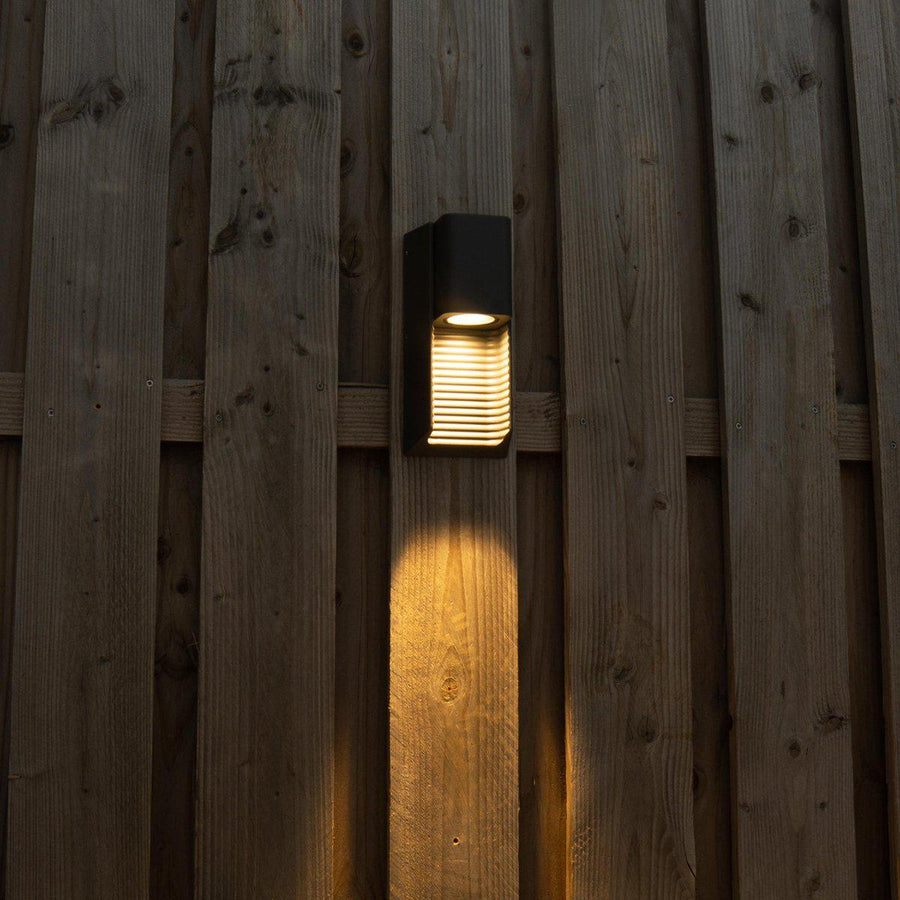 2 pack - LED Muurlamp buiten met GU10 fitting - Strepen - Rimini - IP44 - Antraciet Wandlampen led.gl
