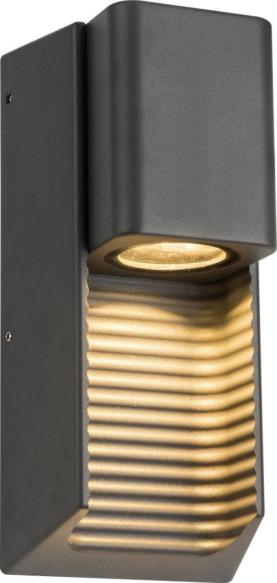 2 pack - LED Muurlamp buiten met GU10 fitting - Strepen - Rimini - IP44 - Antraciet Wandlampen led.gl