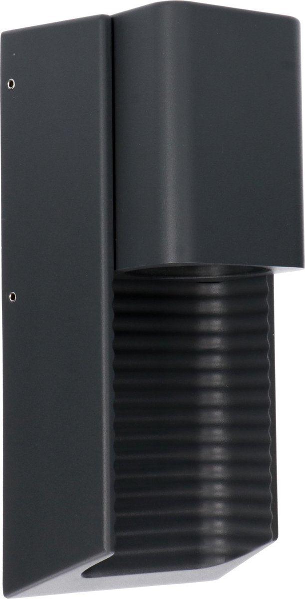 2 pack - LED Muurlamp buiten met GU10 fitting - Strepen - Rimini - IP44 - Antraciet Wandlampen led.gl