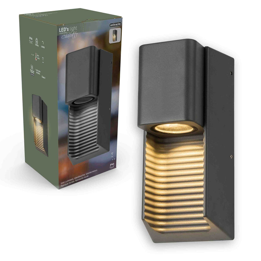 2 pack - LED Muurlamp buiten met GU10 fitting - Strepen - Rimini - IP44 - Antraciet Wandlampen led.gl